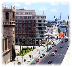 View from the terrace to Port Americas Cup entrance