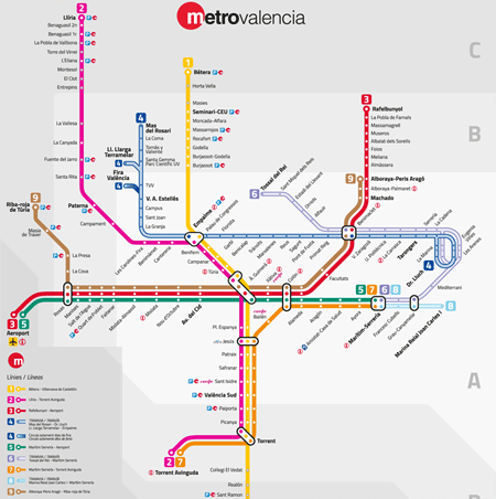 valencia metro map